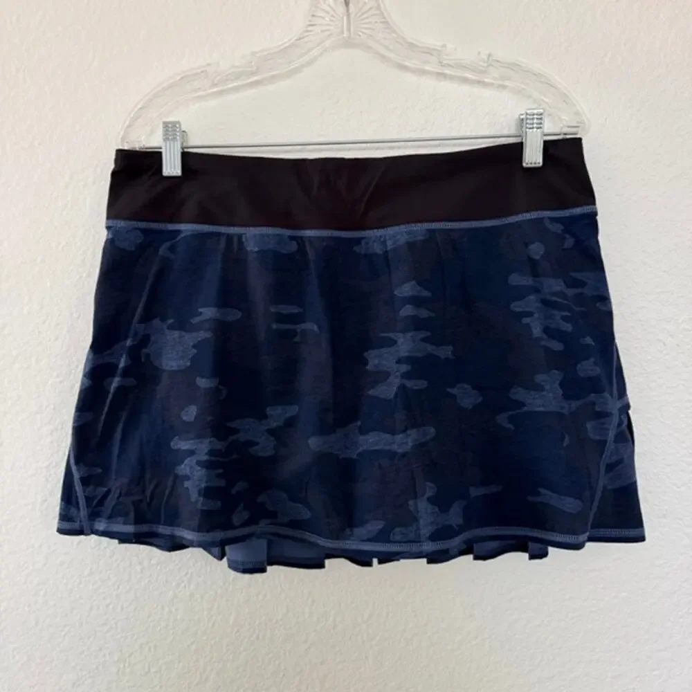 Lululemon Pace Setter Skort Pleated Back Lotus Camo Oil Slick Blue Gray Women 10